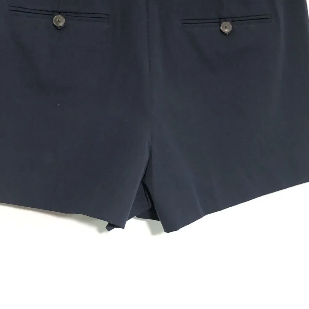 J.CREW  Pintuck Suit Short Womens 12 Blue Navy Stretch Cotton 3